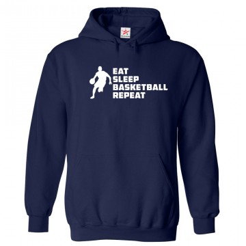Eat Sleep Basketball Repeat Kids and Adults Novelty Pull Over Hooded Sweat Shirt for Basketball Lovers